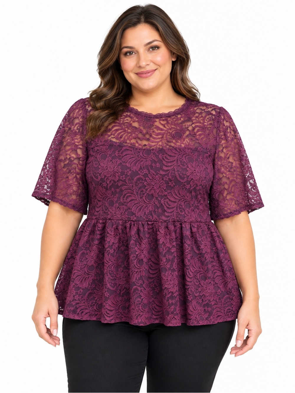 torrid Plum Lace Peplum Top
